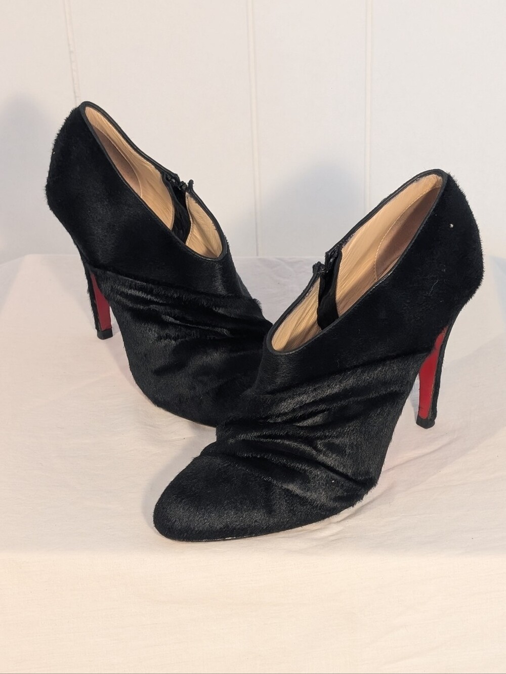 Christian Louboutin Black Ankle Booties with Red Sole